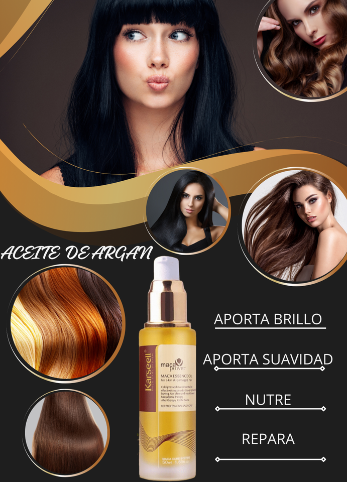 Aceite de argán Karsell- Tratamiento Para Cabello Seco Y Dañado 3en1